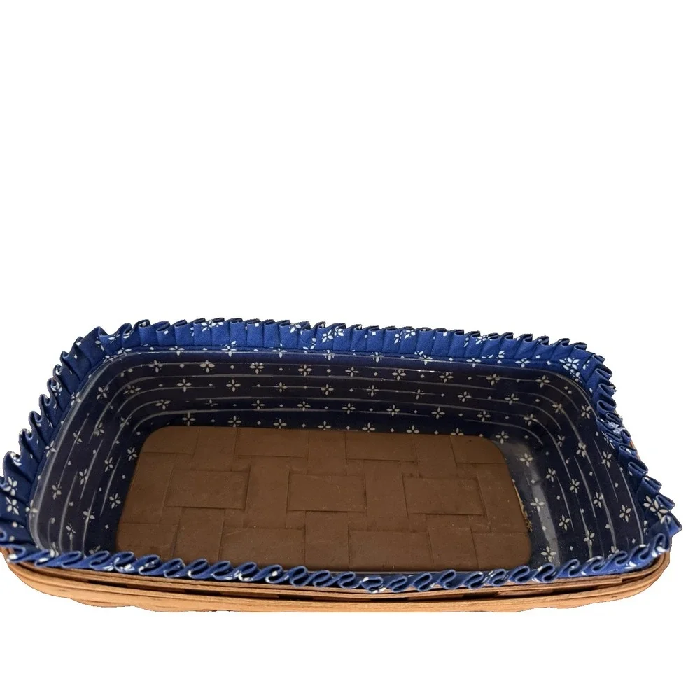 LONGABERGER 1993 BREAD BASKET Blue FABRIC LINER & PROTECTOR & BRICK, COTTAGECORE